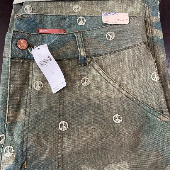 Pilcro The Forager Embroidered Peace Sign Pants Size 32 - Picture 7 of 9